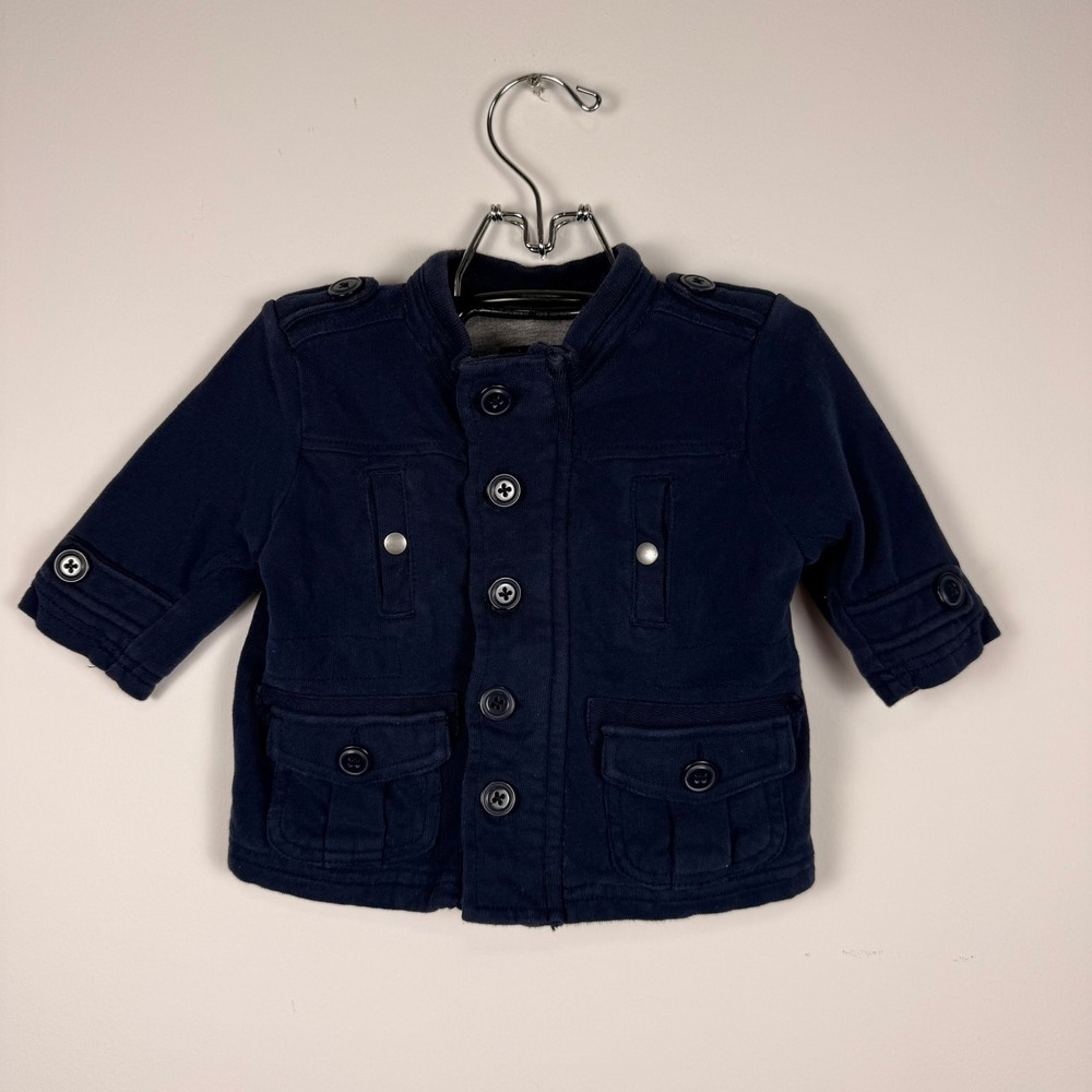 ✨3 for $15 2009 BabyGap Kids Navy Blue Military Utility Jacket 3-6 Mock Neck Zip
